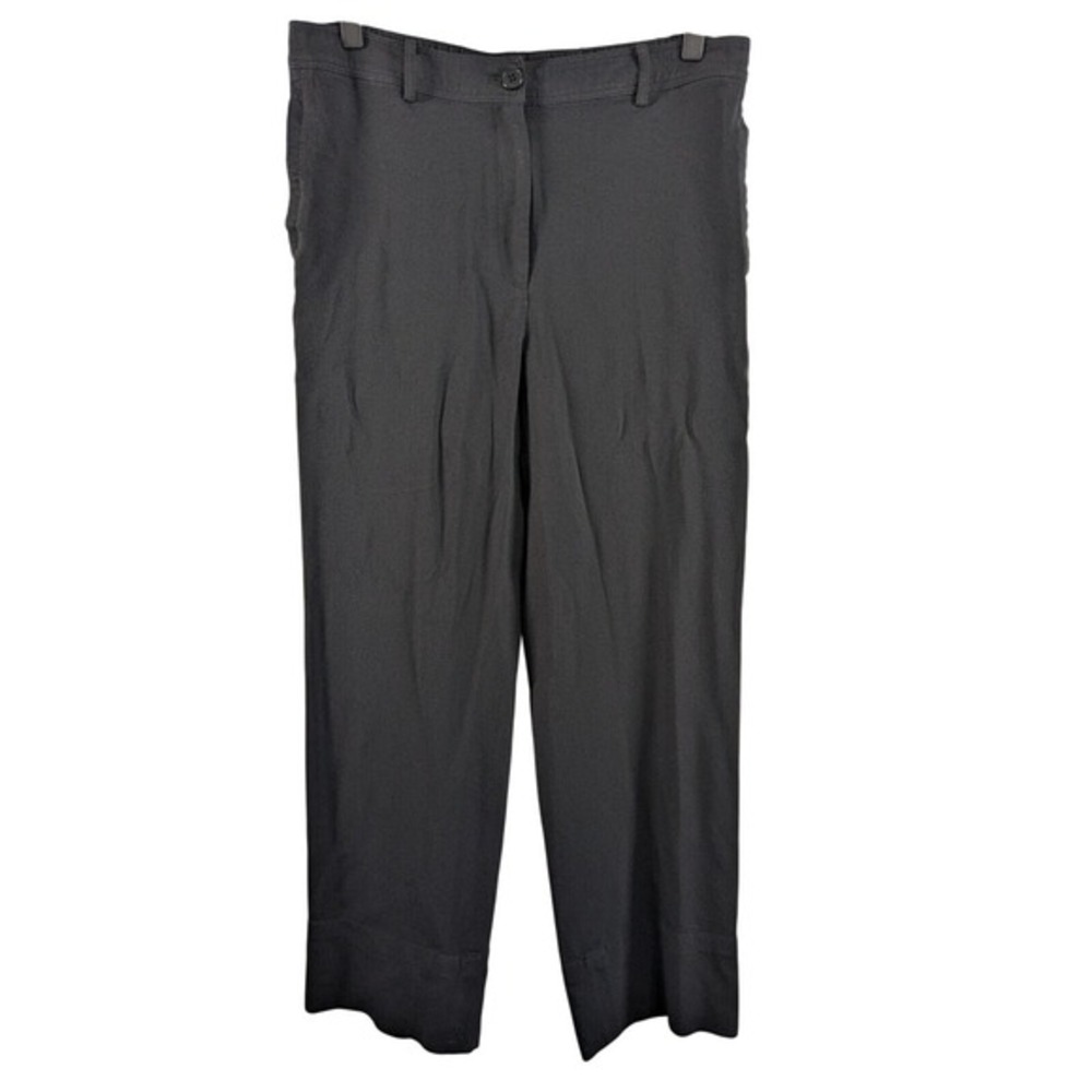Theory Womens Fluid‎ Pants 10 Black Wide Leg Trouser Dress Pants Business Casual